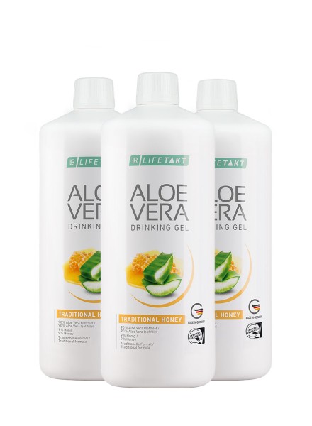 Aloe Vera Drinking Gel Traditional Honey Σετ 3 τεμ — εικόνα 1