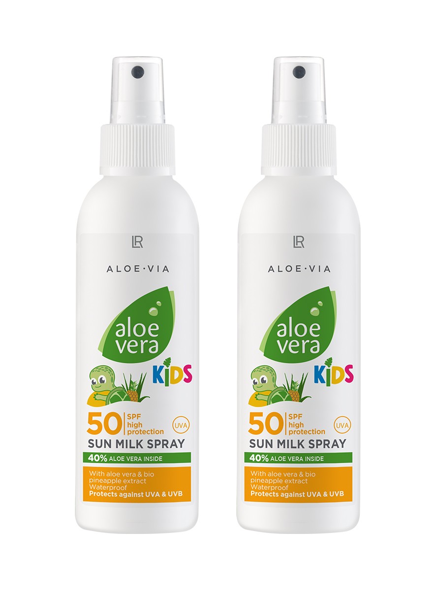 Aloe Vera Sun Milk Spray lapsille SPF 50, 2 kpl setissä
